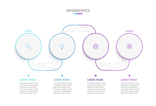 Vector Infographic label design template with icons and 4 options or steps. Can be used for process diagram, presentations, workflow layout, banner, flow chart, info graph.