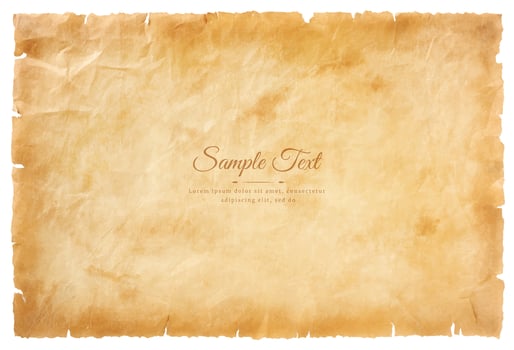 Vector old parchment paper sheet vintage aged or texture isolated on white background