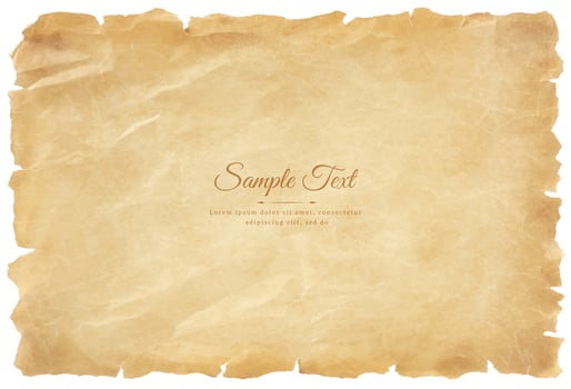 Vector old parchment paper sheet vintage aged or texture isolated on white background
