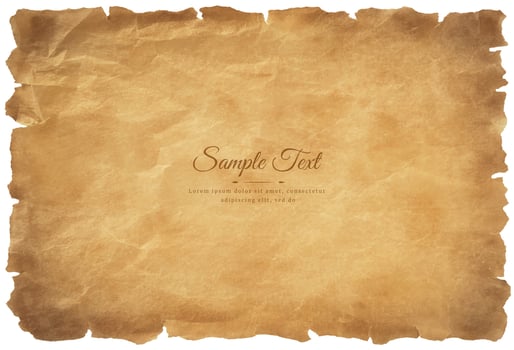 Vector old parchment paper sheet vintage aged or texture isolated on white background