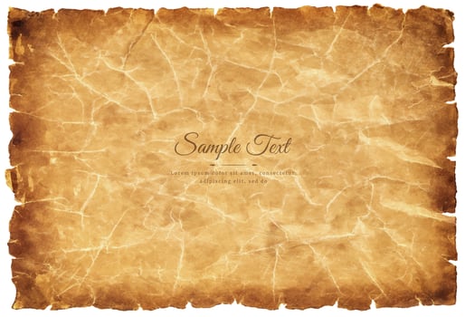 Vector old parchment paper sheet vintage aged or texture isolated on white background