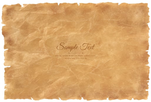 Vector old parchment paper sheet vintage aged or texture isolated on white background
