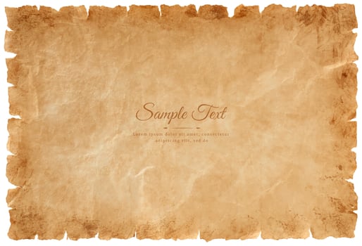 Vector old parchment paper sheet vintage aged or texture isolated on white background