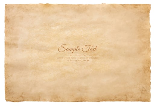 Vector old parchment paper sheet vintage aged or texture isolated on white background
