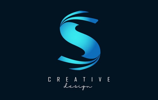 Creative letter S logo with leading lines and road concept design. Letter S with geometric design. vector
