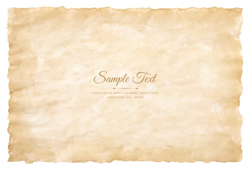 Vector old parchment paper sheet vintage aged or texture isolated on white background