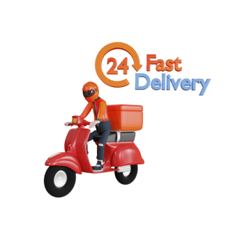 3d rendering delivery man character with scooter illustration object png