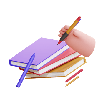 3d icon illustration books with pen png