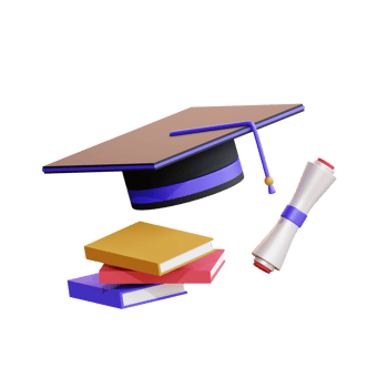 3d icon illustration graduation hat and books png