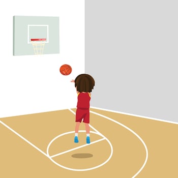 Basketball Player Child Set Vector. Poses. Leads The Ball. Sport Game Competition. Sport. Isolated Flat Cartoon Illustration vector