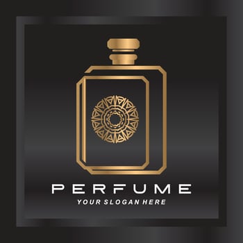 Luxury perfume bottle logo design, illustration for cosmetics, beauty, salon, company products, vector