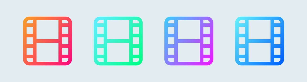 Film line icon in gradient colors. Film strip symbol for multimedia interface. vector
