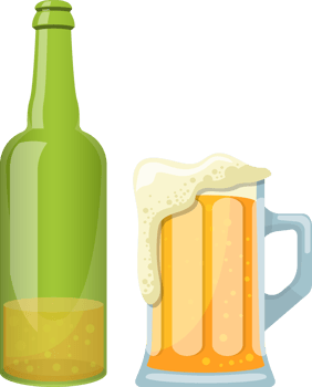 Beer mug and bottle clipart design illustration png