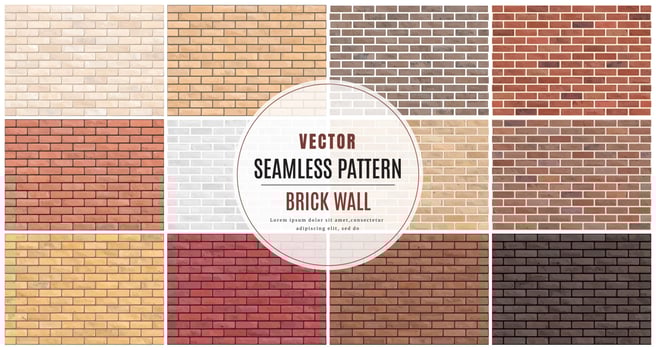 Block brick wall seamless pattern collection set texture background vector