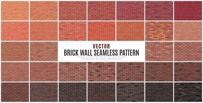 Block brick wall seamless pattern collection set texture background. vector