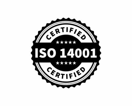 ISO 14001 Certified badge, icon. Certification stamp. Flat design vector. Vector stock illustration