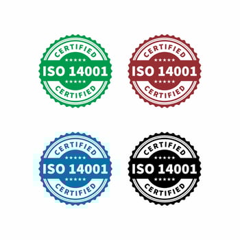 ISO 14001 Certified badge, icon. Certification stamp. Flat design vector. Vector stock illustration