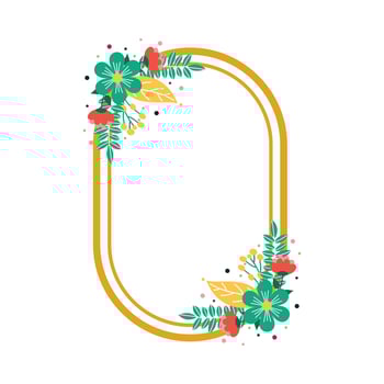 Rounded floral photo frame vector