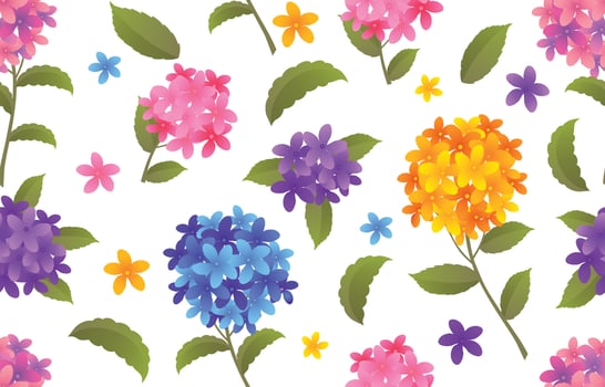 Hydrangeas Flower With Seamless Concept vector