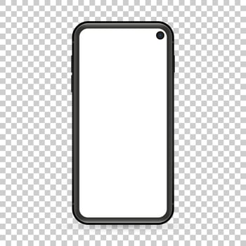 Modern design cell phone with blank screen on transparent background. vector