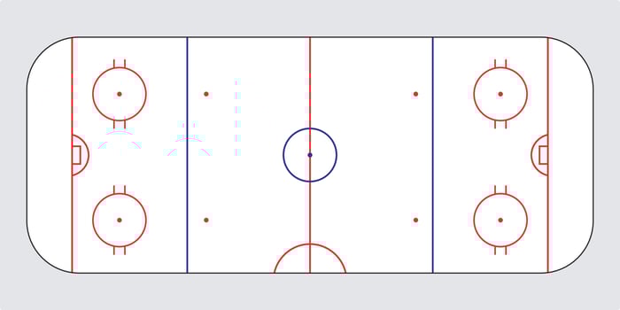 Ice hockey field, top view vector