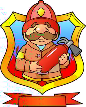 cartoon brave fireman vector