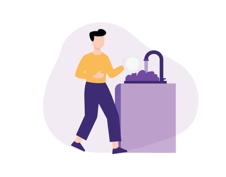 Man doing household chores flat vector