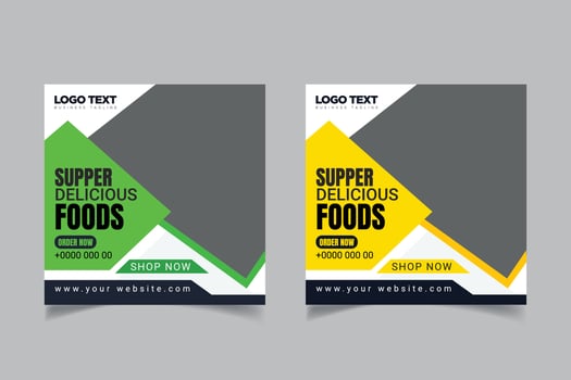 Fresh healthy food social media banner vector