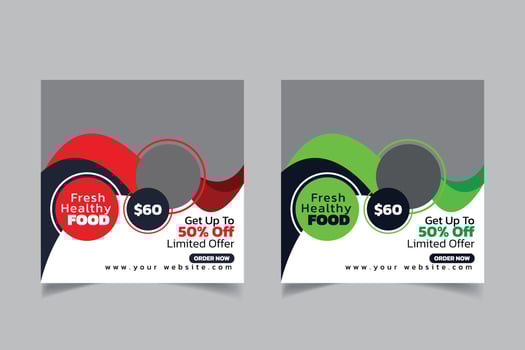 Fresh healthy food social media banner vector