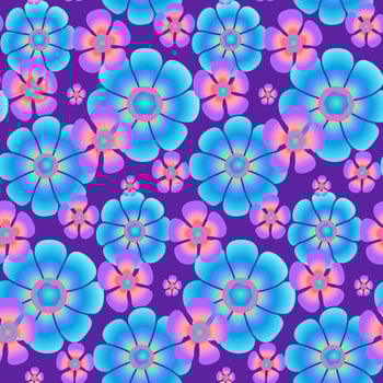 Neon Flower Vector Seamless Pattern