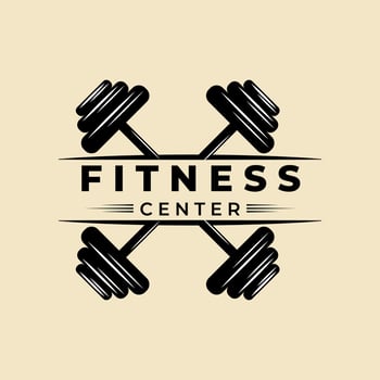 fitness center dumbbell gym logo vintage design vector illustration
