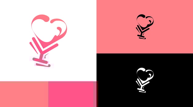 Pink Wine Glass Love Dating Logo Design Concept vector