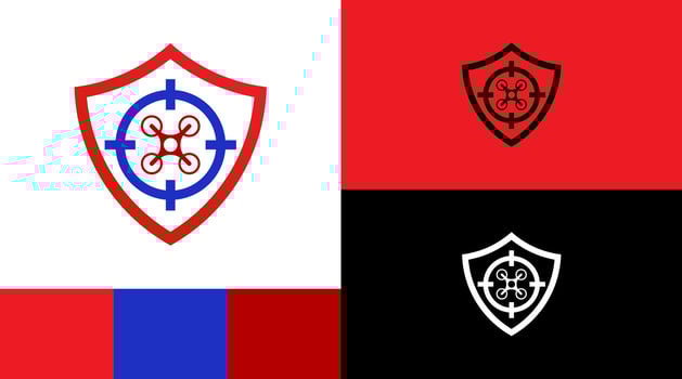 Drone target Hunting Protection Shield Logo Design Concept vector