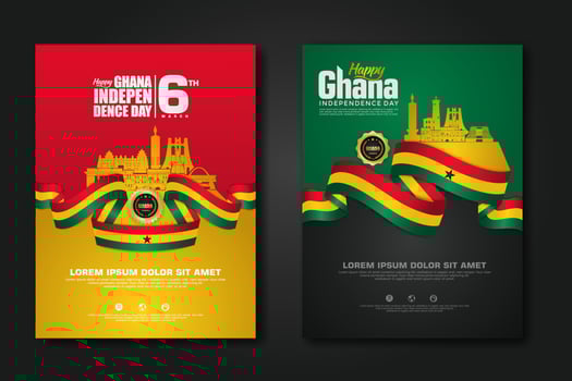 Set poster design Republic Ghana happy independence Day background template vector