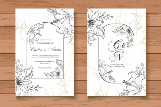 Elegant Vintage Floral Wedding Invitation Card Set vector