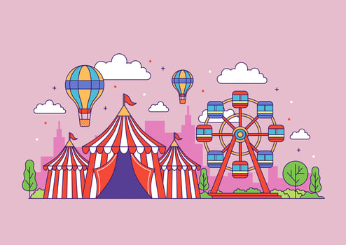 Fun and cute circus performance show illustration design vector