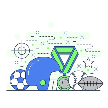 American football, shooting, rugby, baseball, and medallion sports concept website illustration design vector