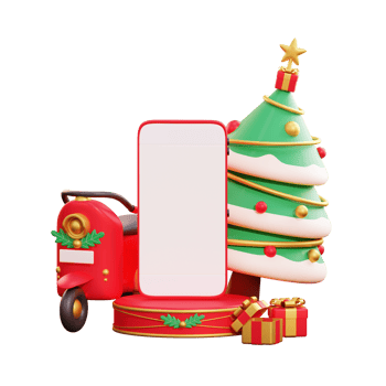 Merry christmas flash sale banner with 3d smartphone and christmas ornaments png