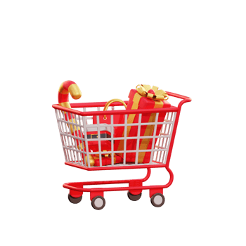 3d christmas giftbox in shopping cart png