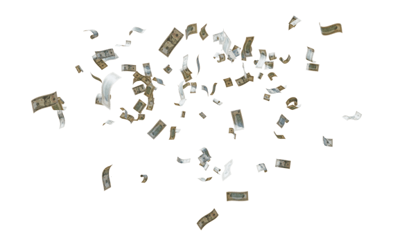 Dollar Money Rain Casino 3D Design Elements png