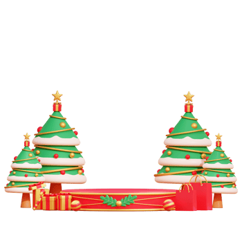 Merry christmas and happy new year with 3d empty podium and christmas ornaments png