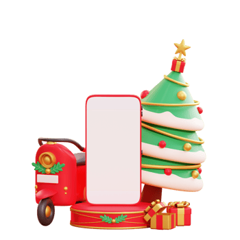Merry christmas flash sale banner with 3d smartphone and christmas ornaments png