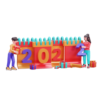 Happy new year 2022 banner template with 3d illustration creative design concept png