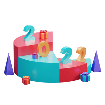 Happy new year 2022 banner template with 3d illustration creative design concept png