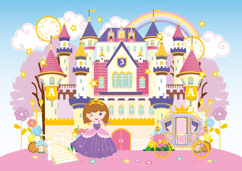 Fairy Tale castle and Beautiful princess vector