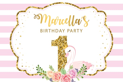 Swan First Birthday Party Banner vector