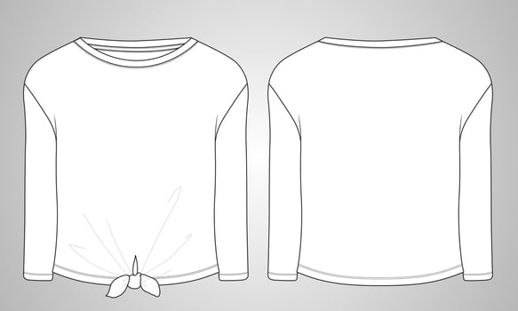 Long sleeve t shirt tops vector illustration template for ladies