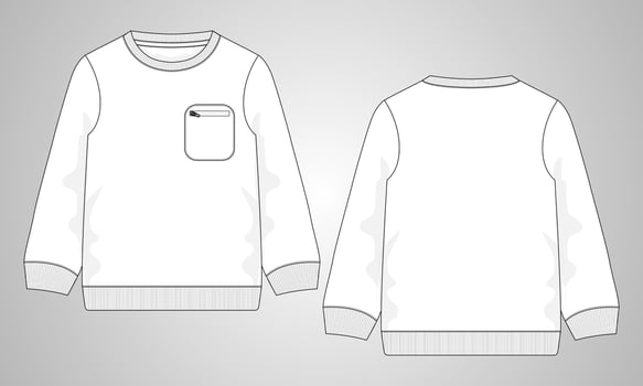 Long sleeve Sweatshirt technical fashion flat sketch vector illustration template