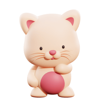 Cute cat 3d illustration png