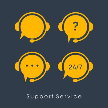 Customer Support Service. Chat vector icons. Call center symbols. Headset symbols. Hotline concept. Vector illustration